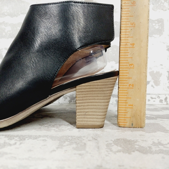 NEW Gabor Black Leather Slip On Block Heel Ankle Bootie Sandals W251 - Picture 2 of 13